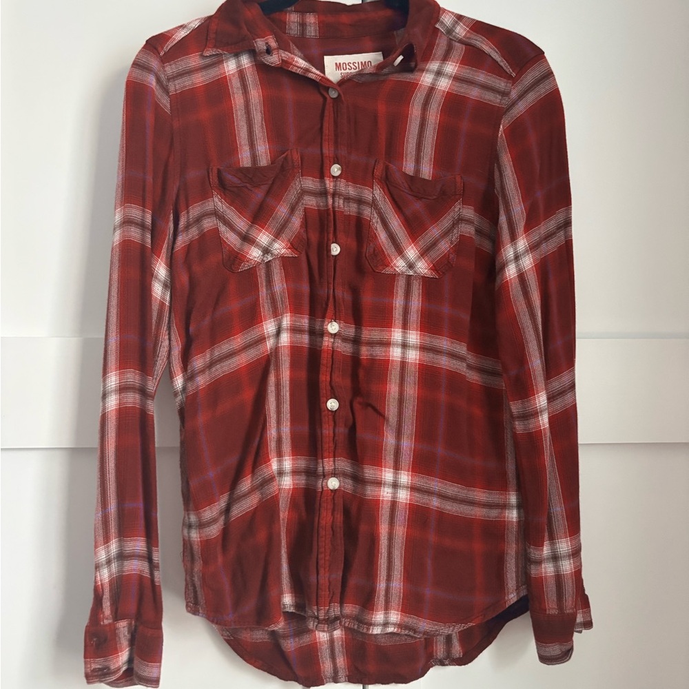 Mossimo Red Plaid Button-Up Shirt